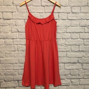 Loft coral/pink knit ruffled neck sundress